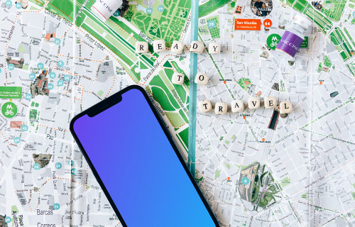 iPhone 12 Pro mockup on a map