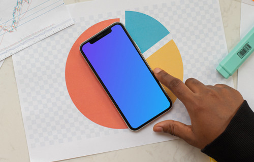 iPhone 12 Pro mockup placed on financial charts
