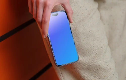 iPhone 16 mockup in a casual setting