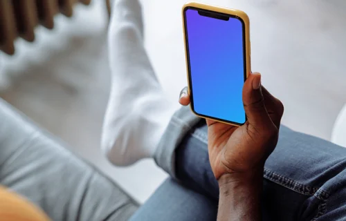 iPhone mockup in selfie position
