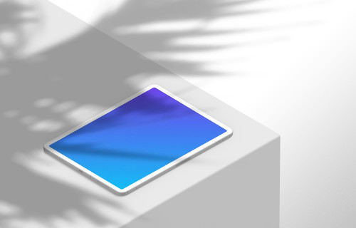 Isometric mockup of iPad Pro (Clay Light - Right)