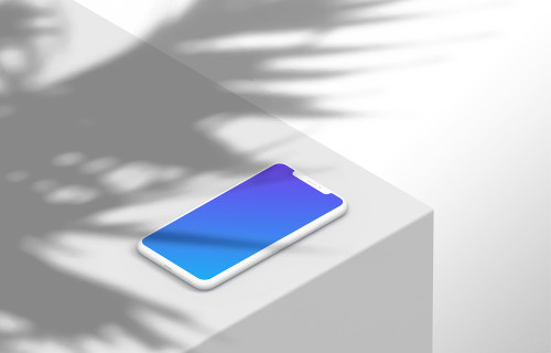 Isometric mockup of iPhone 11 (Clay Light - Right)