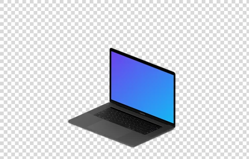 Isometric mockup of Macbook Pro oriented to the right