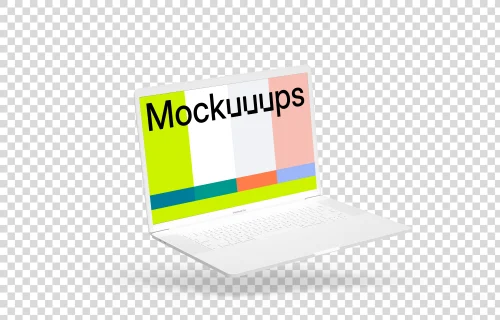 Macbook Pro mockup (Clay White) floating to the left