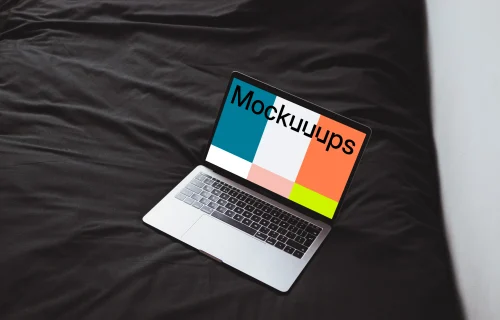 Macbook Pro mockup in dark bedroom