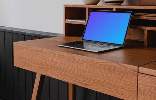 MacBook Pro mockup (zoom out) on a table