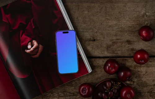 Magazine and phone mockup