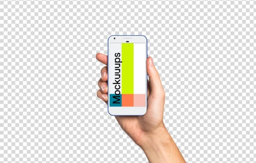 Man holding Google Pixel Really Blue mockup (White skin)