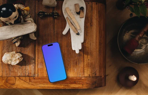 Meaningful spiritual scene including an iPhone mockup
