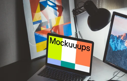 Night mockup of MacBook connected to an external screen