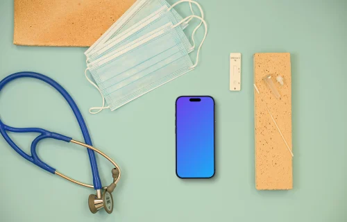 Phone mockup in medical space