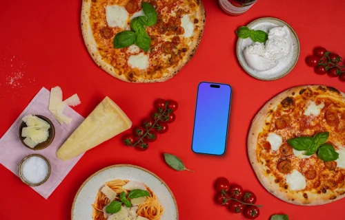 Phone mockup with a touch of Italian cuisine