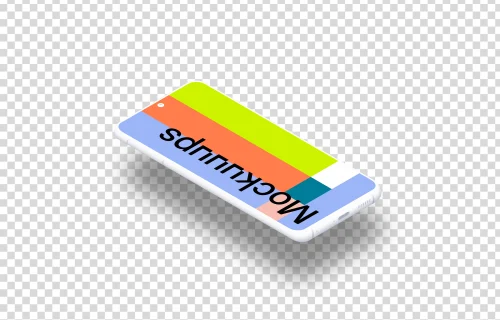 Samsung Galaxy S21 Clay Mockup (Isometric Floor Left - Floating Shadow)