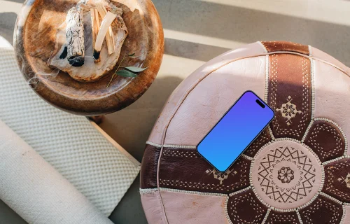 Relaxation spot including an iPhone mockup