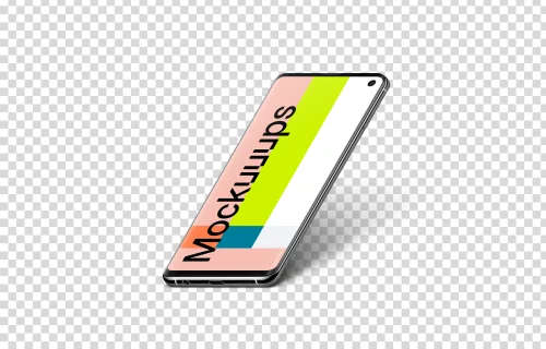 Samsung Galaxy S10 Mockup Semi Stand Isometric (Right)