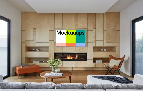 Smart TV mockup in a well-lit living room