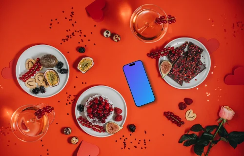 Smartphone mockup and romantic dinner