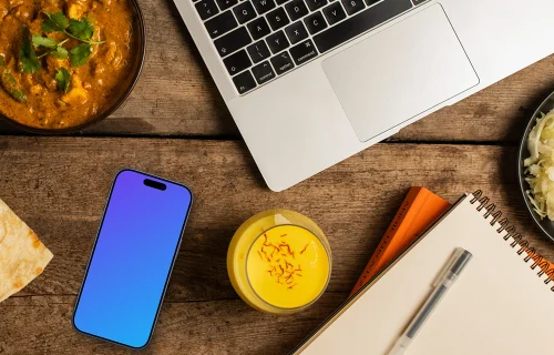 Smartphone mockup with the theme of Indian cuisine 
