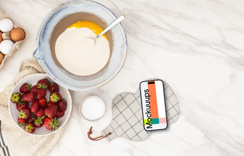 Sweet dishes with iPhone mockup