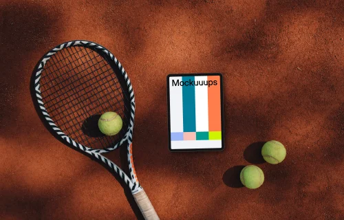 Tablet mockup in the tennis court