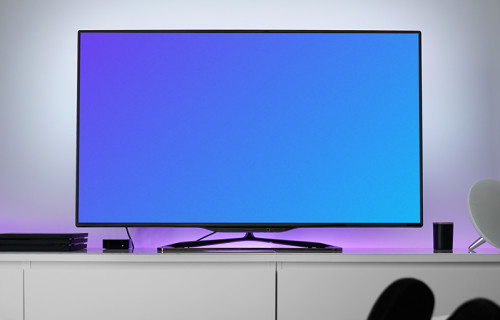 Television mockup on white table