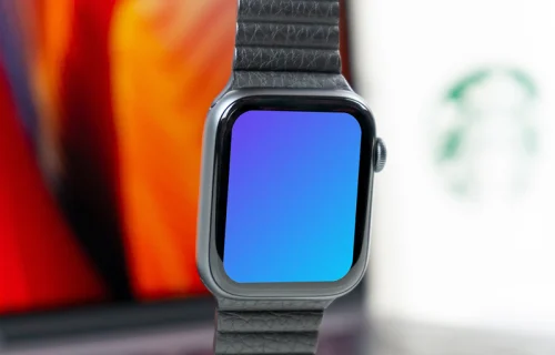 Apple Watch mockup ahead of MacBook