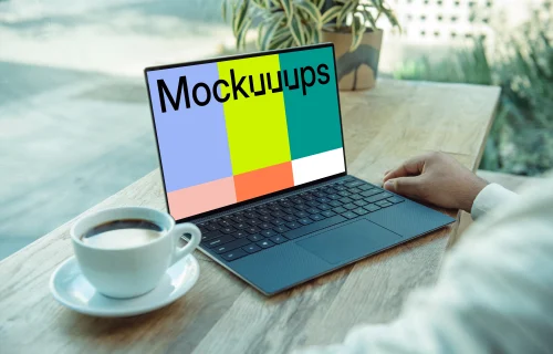 Black Dell XPS Mockup on table