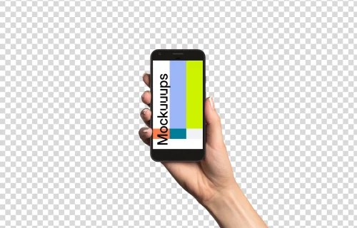 Woman holding Google Pixel Very Black mockup (White skin)