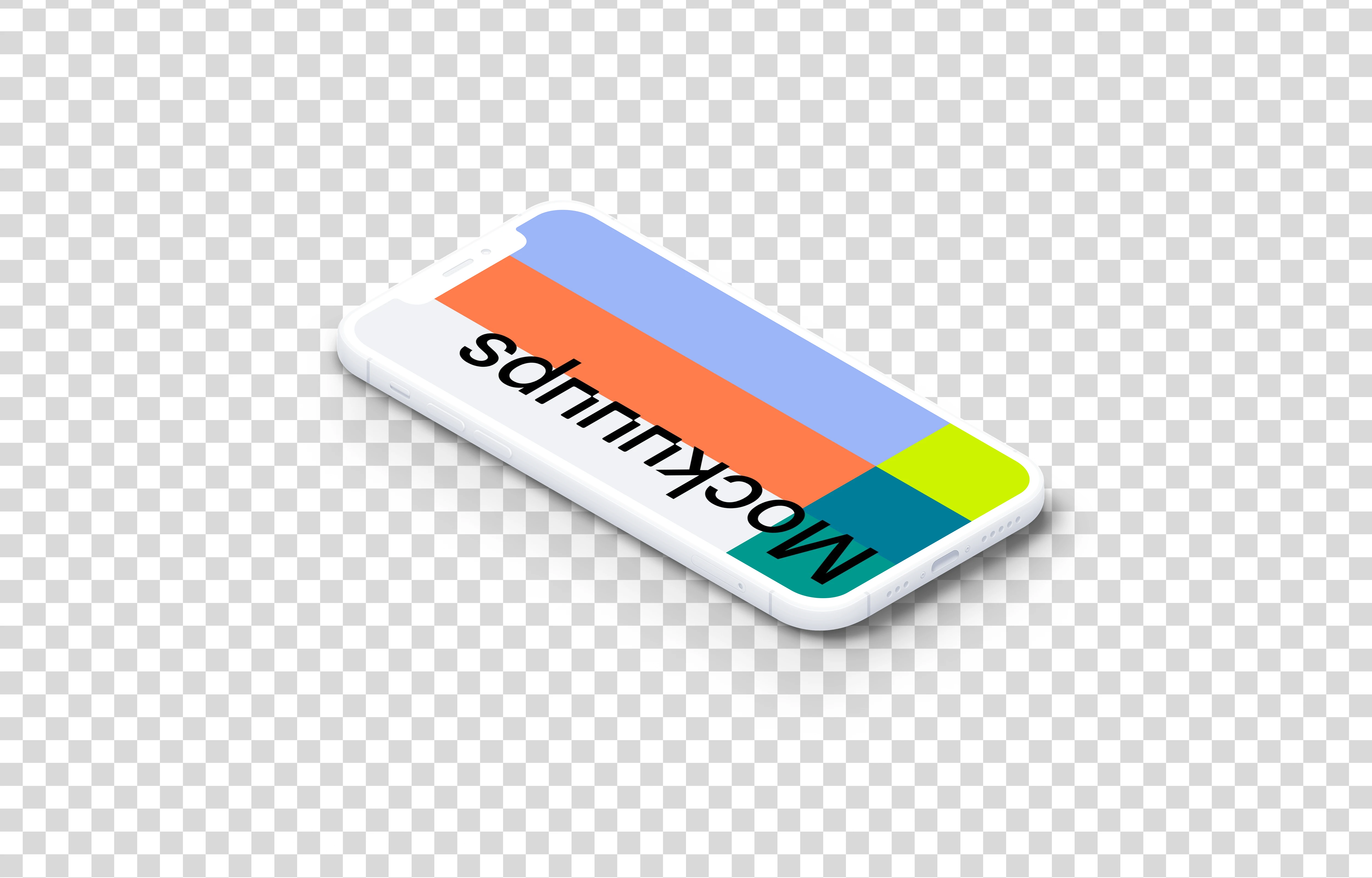 iPhone 12 Clay Mockup (Isometric Floor Left)