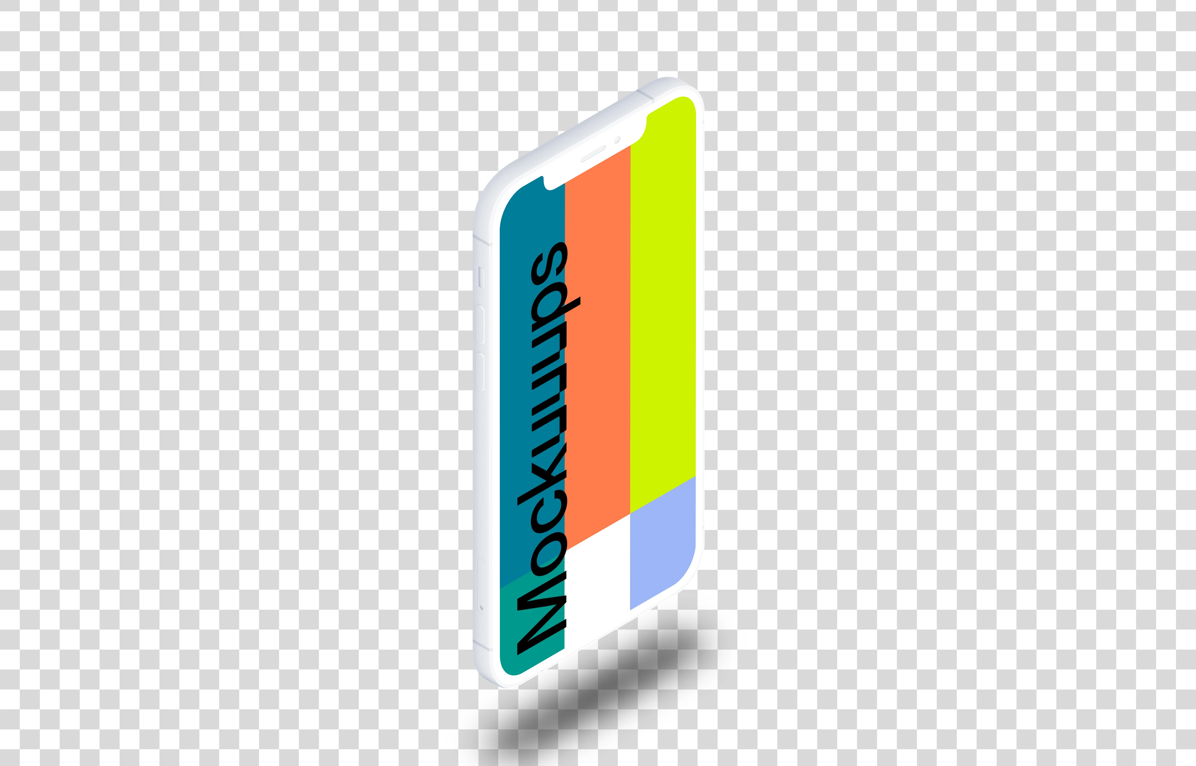 iPhone 12 Clay Mockup (Isometric Stand Left - Floating Shadow)