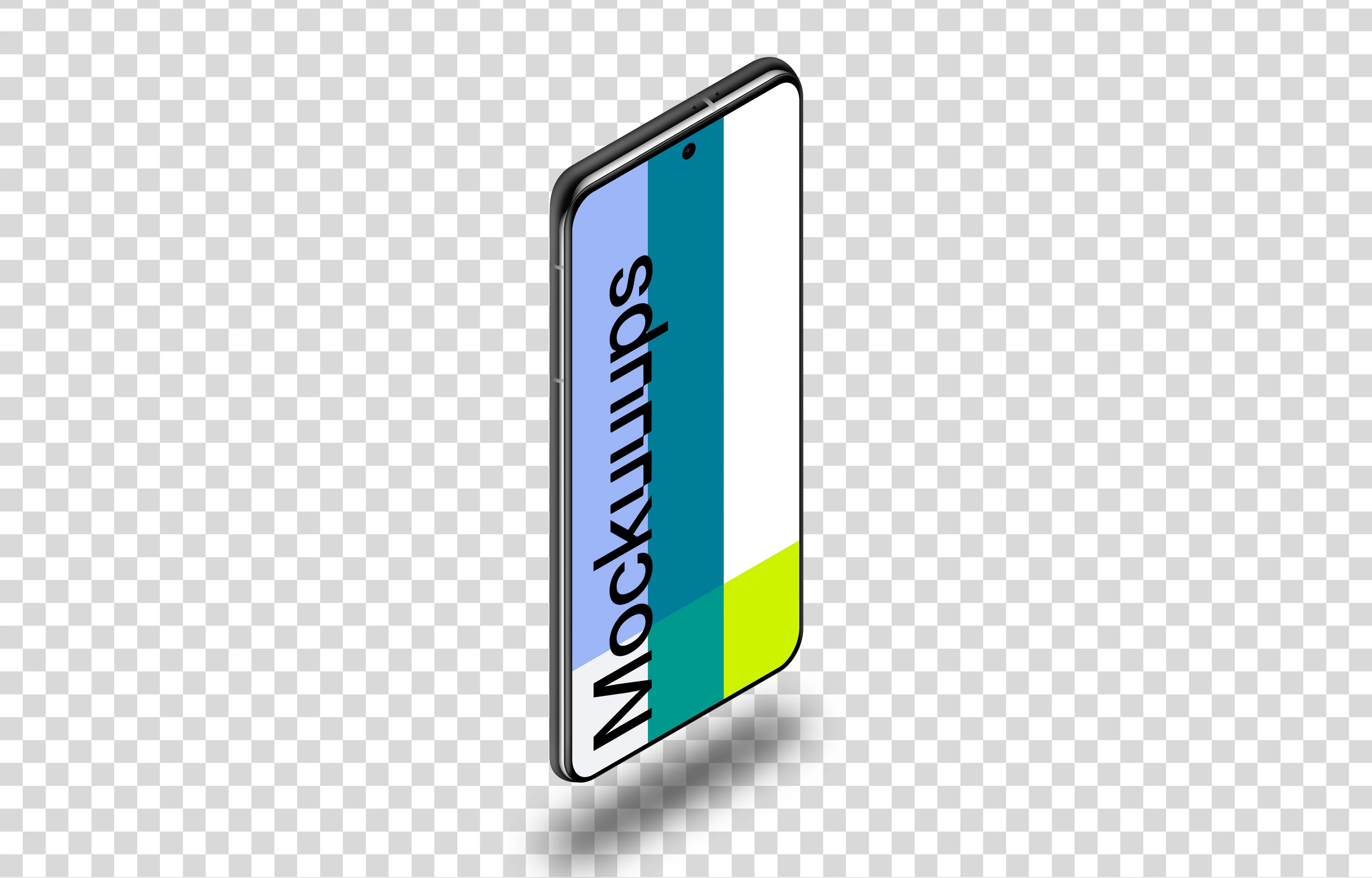 Samsung Galaxy S21 Mockup (Isometric Stand Left - Floating Shadow)