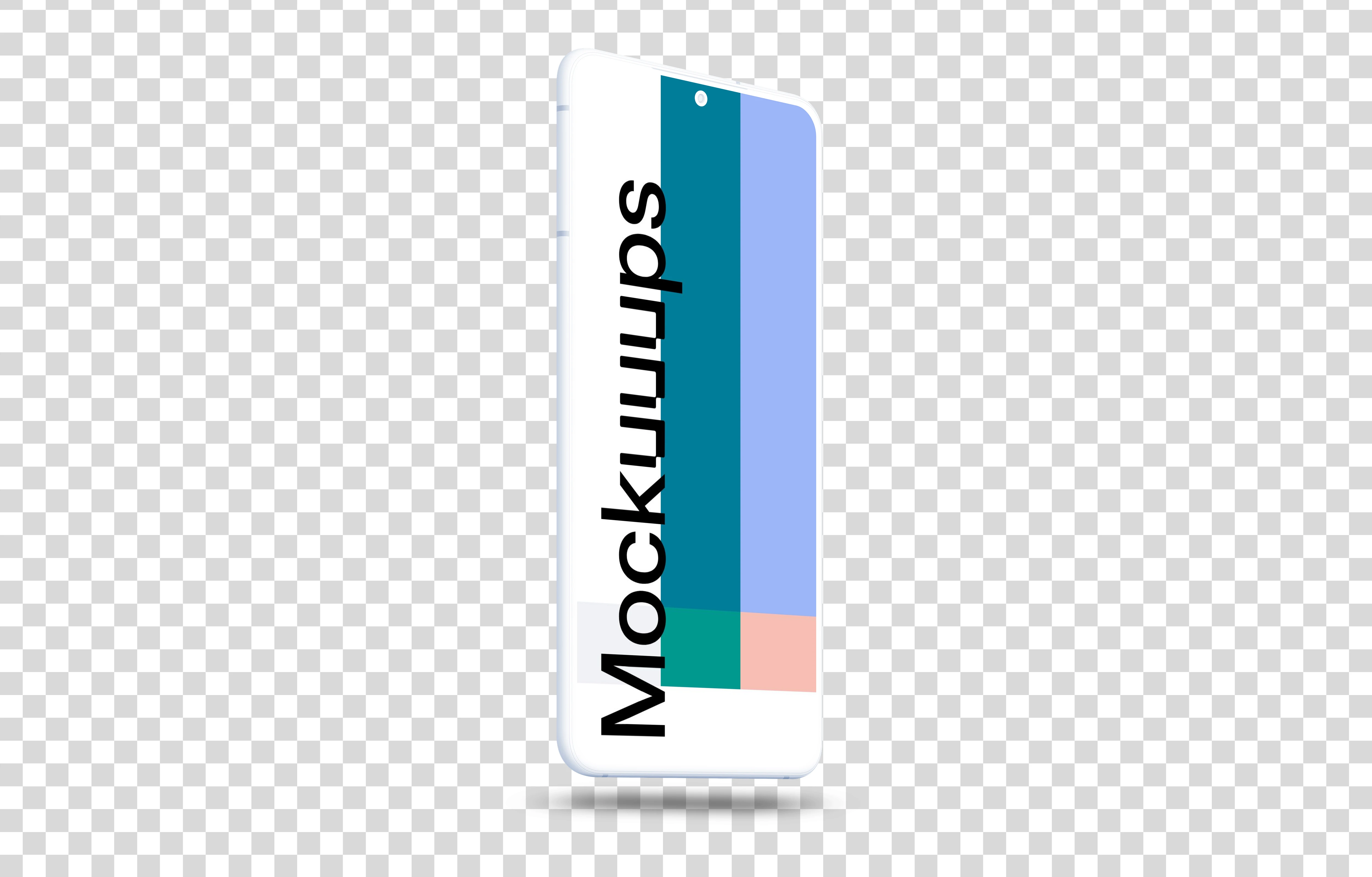 Samsung Galaxy S21 Clay Mockup (Perspective Stand Left - Floating Shadow)