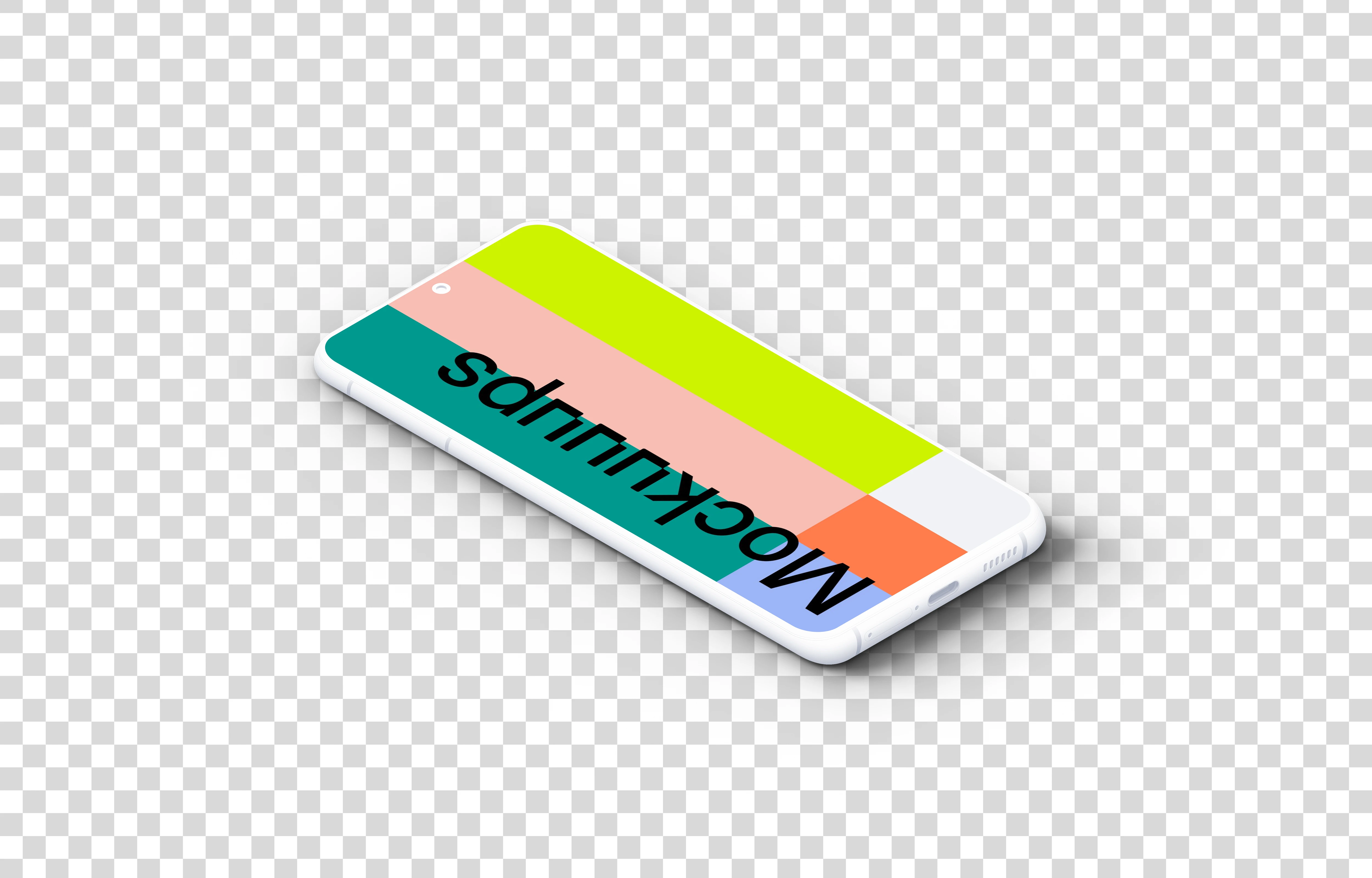 Samsung Galaxy S21 Clay Mockup (Isometric Floor Left)
