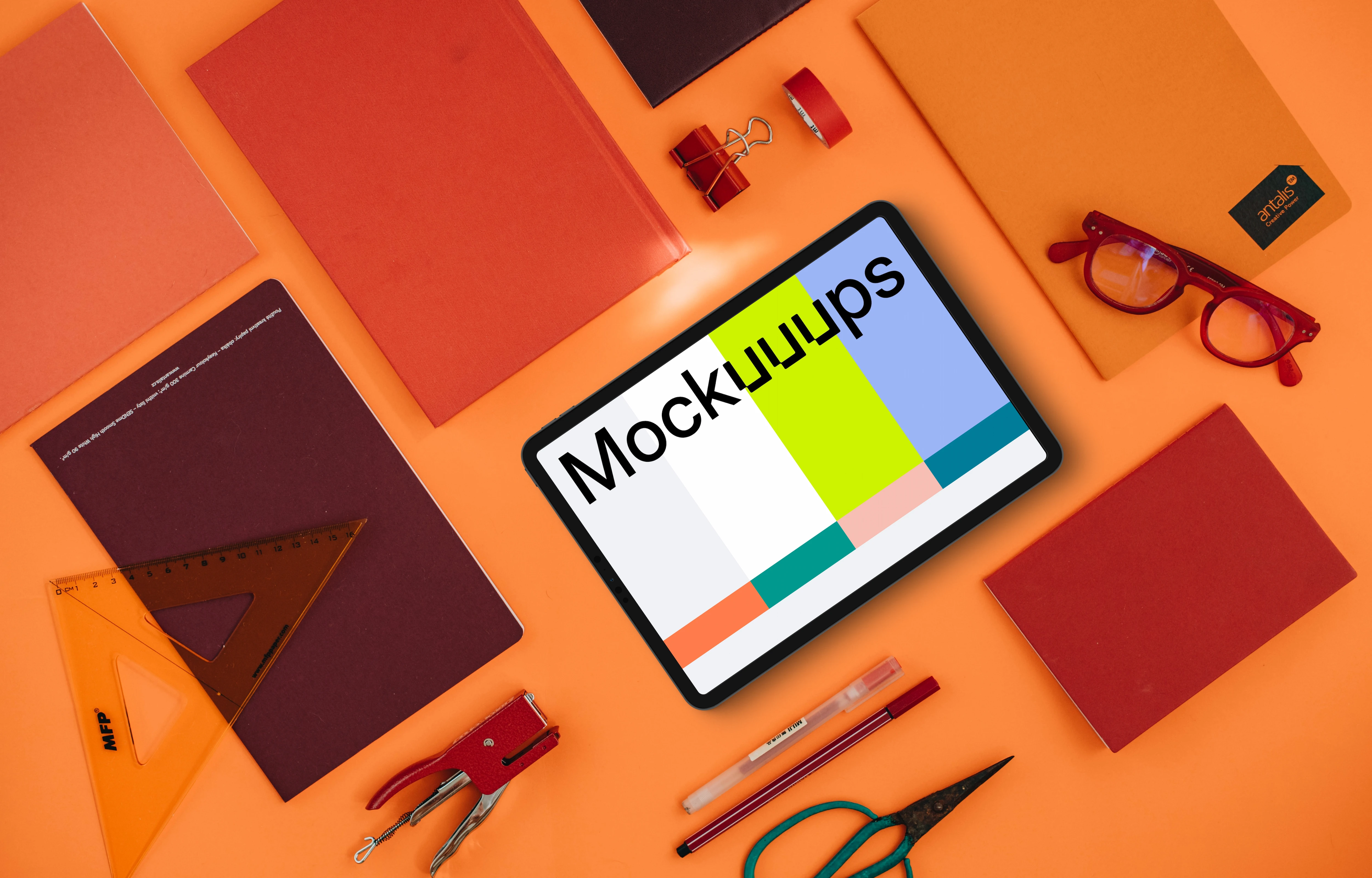 Education style mockup with tablet