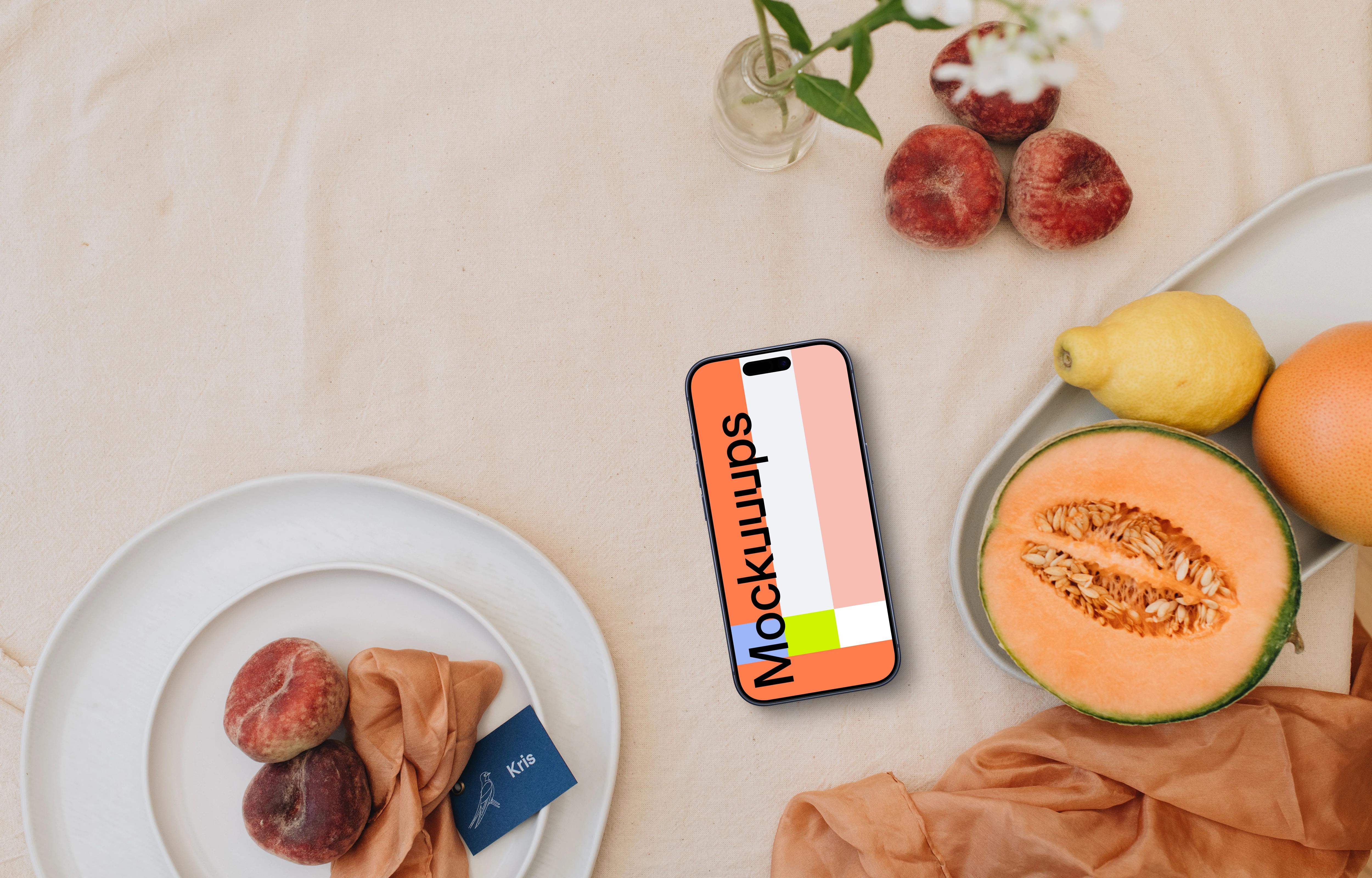 Festive arrangement of wedding themed iPhone mockup