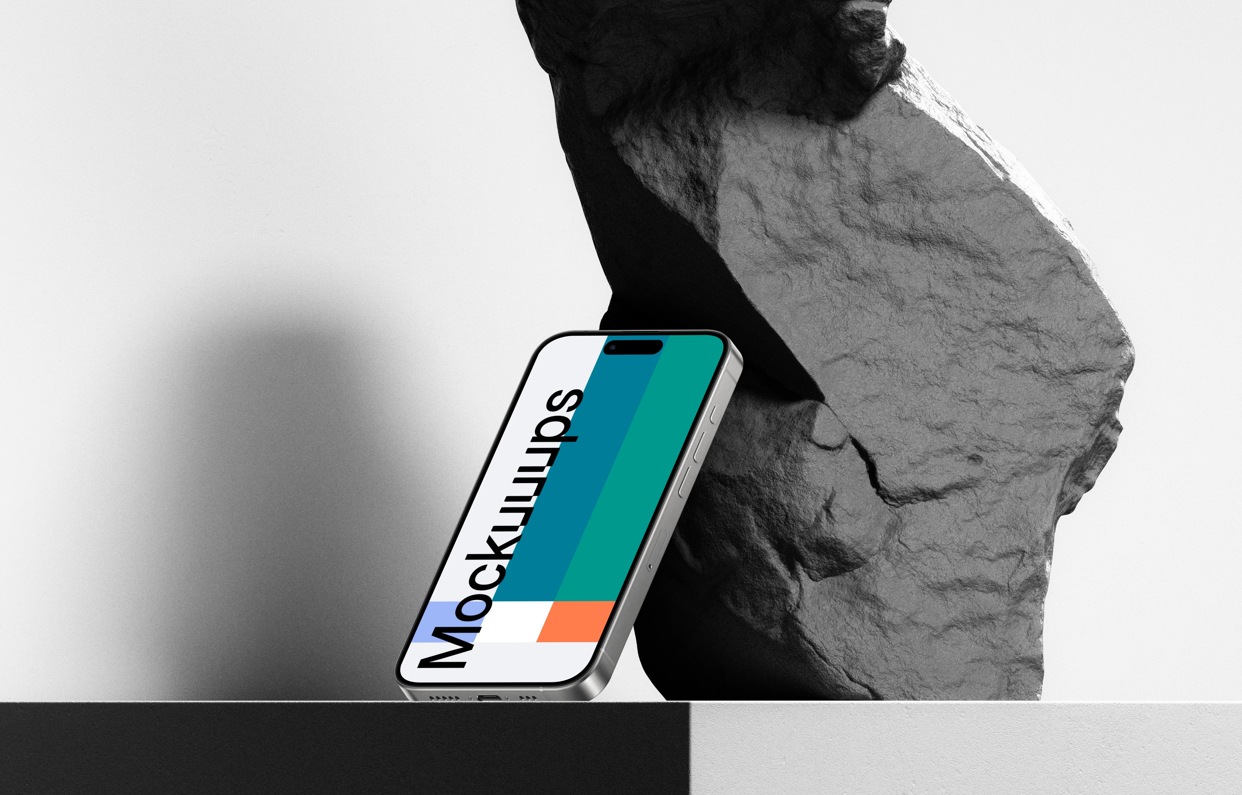 Free Rock iPhone 15 Pro Mockup