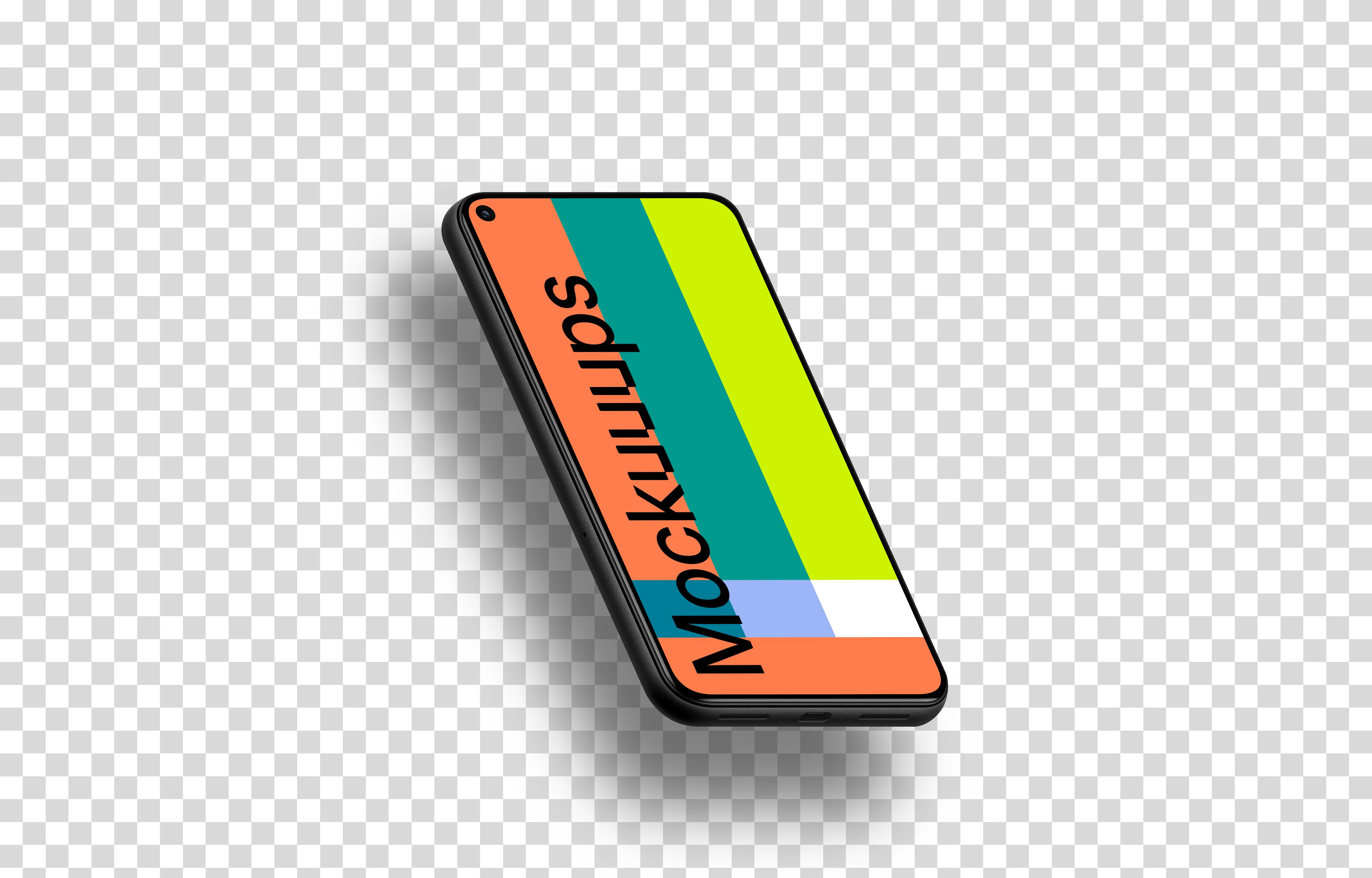 Google Pixel 5 Mockup (Isometric Left - Floating Shadow)