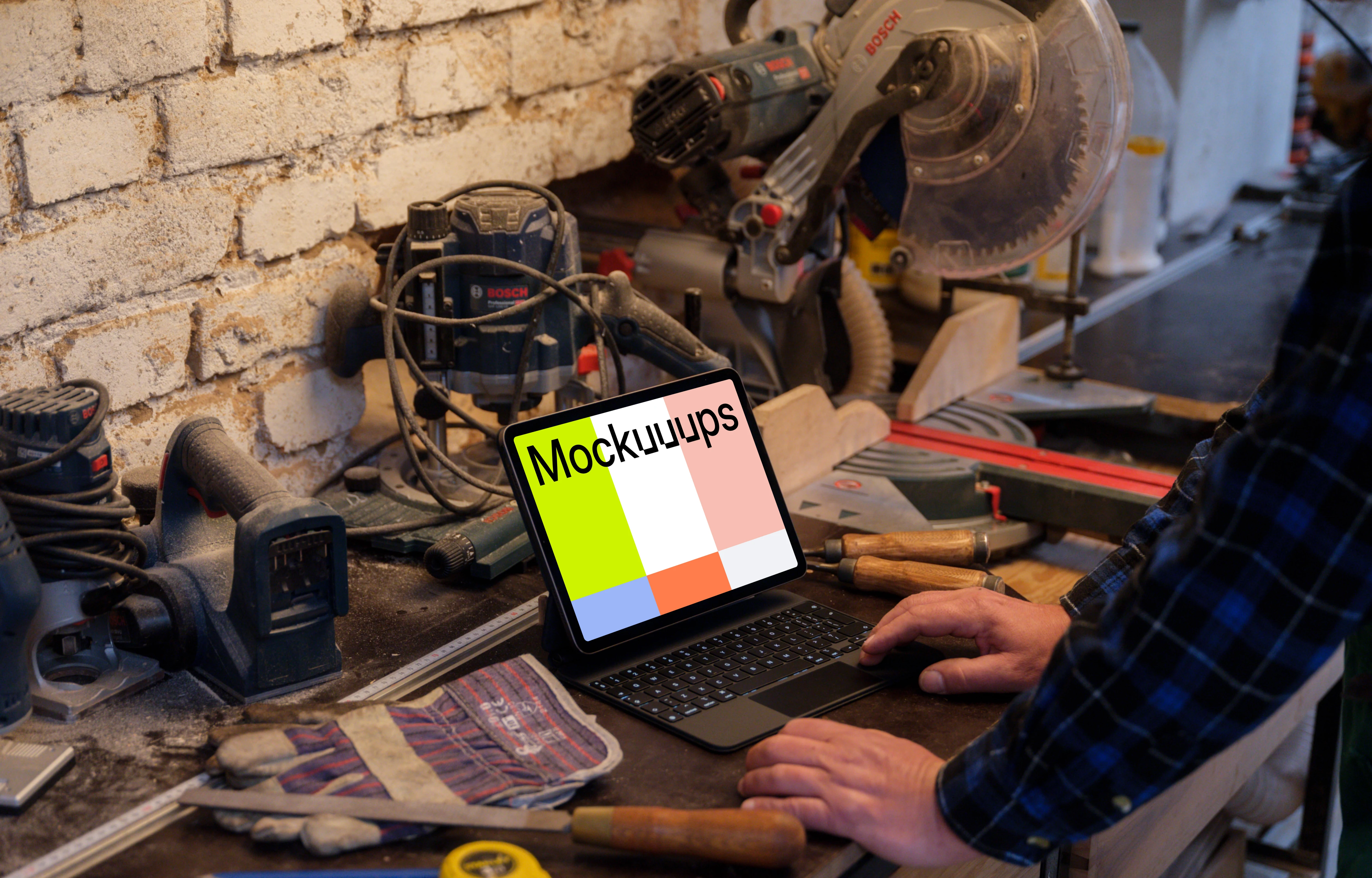 iPad Air in professional environment with mechanic