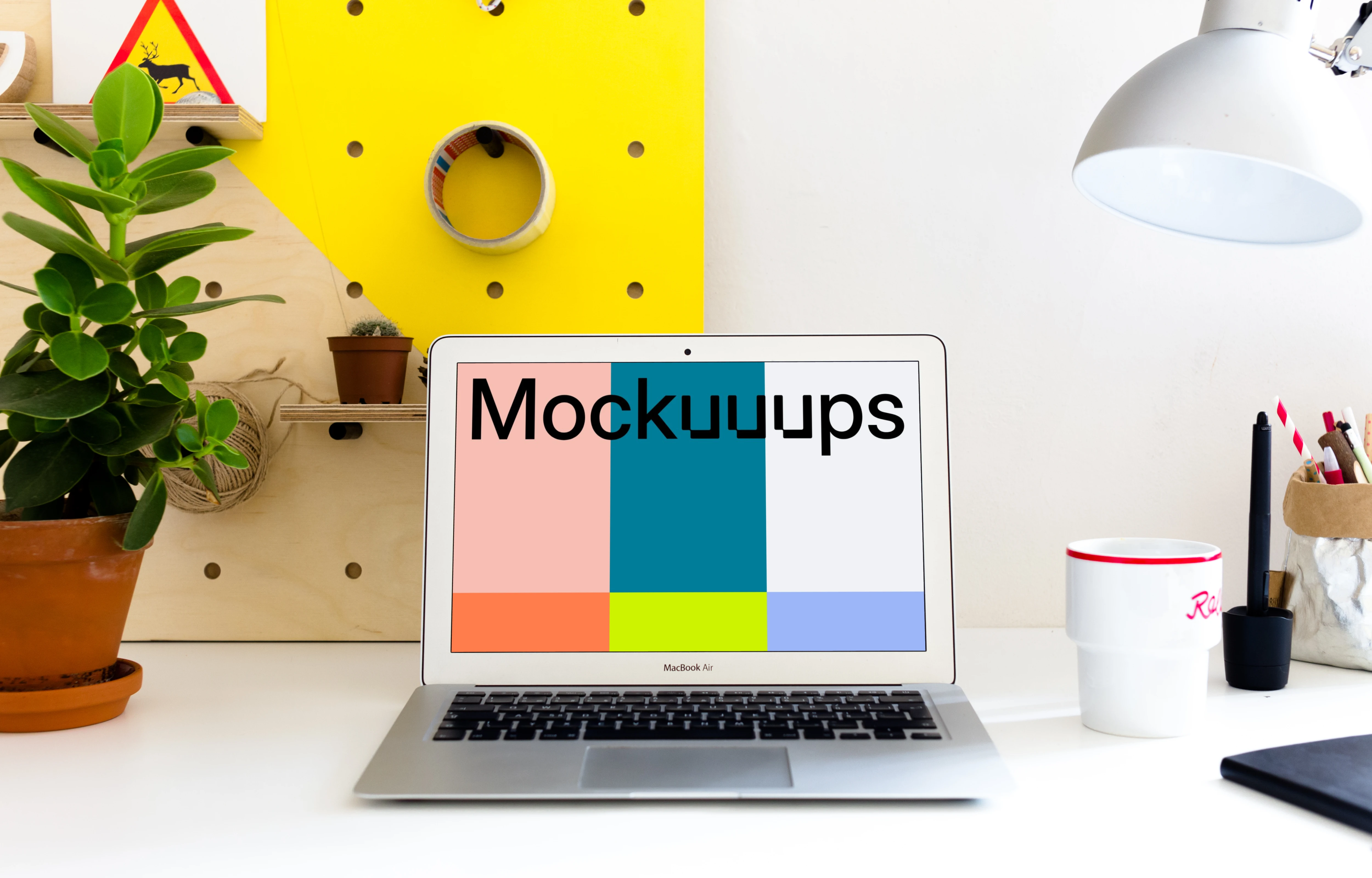 MacBook Air mockup at bright office