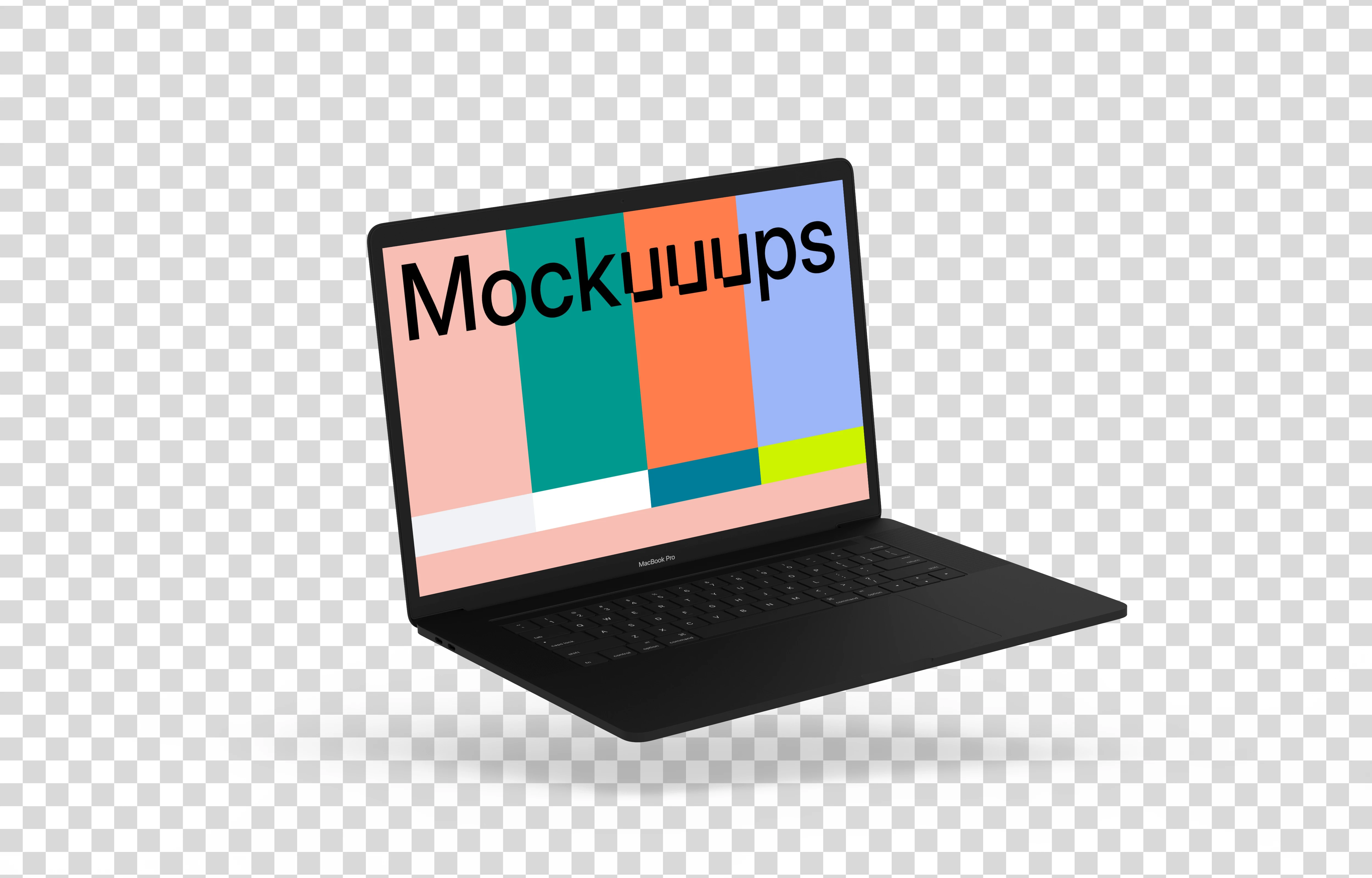 Macbook Pro mockup (Clay Dark) floating to the left