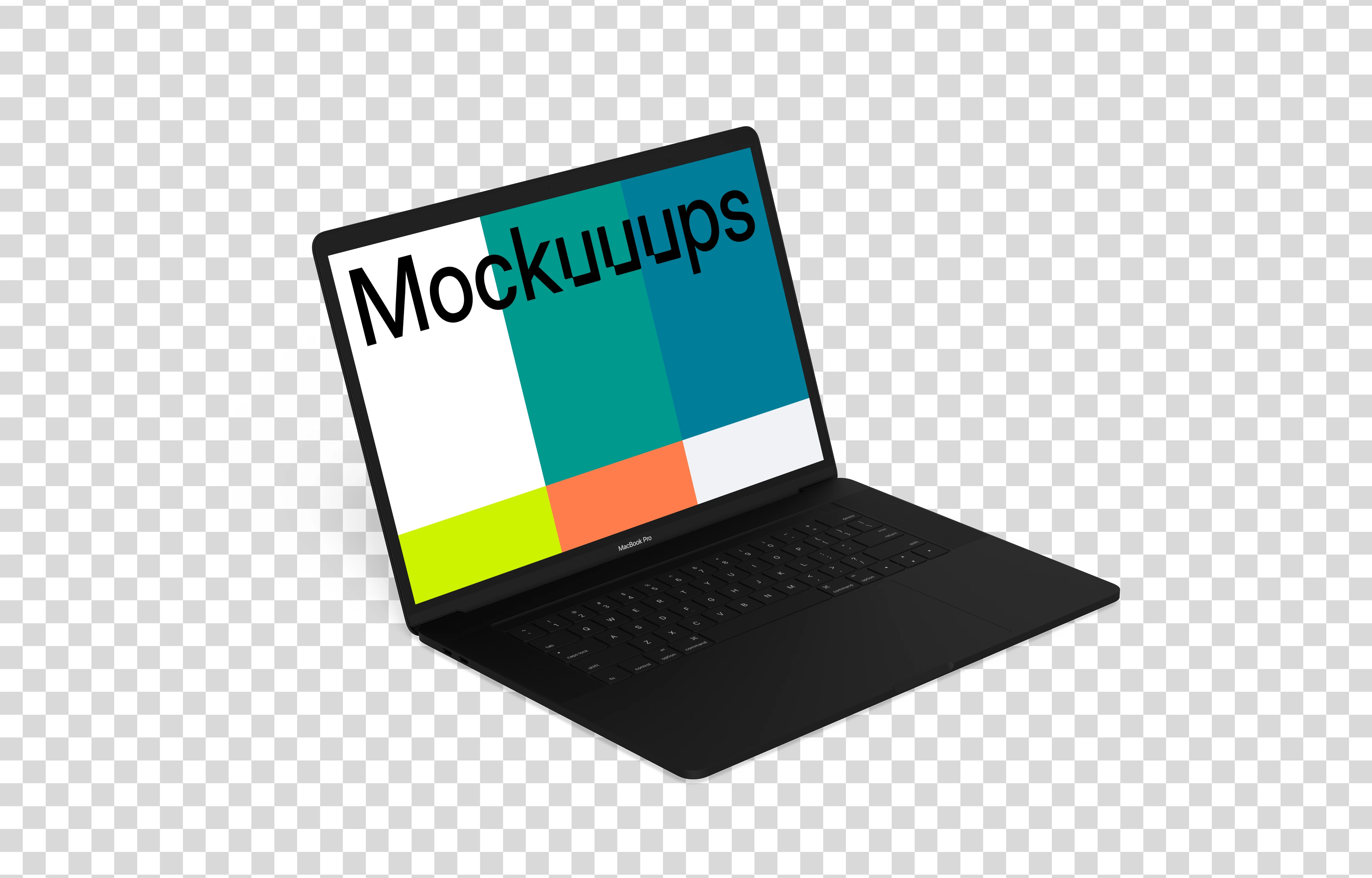 Macbook Pro mockup (Clay Dark) oriented to the left