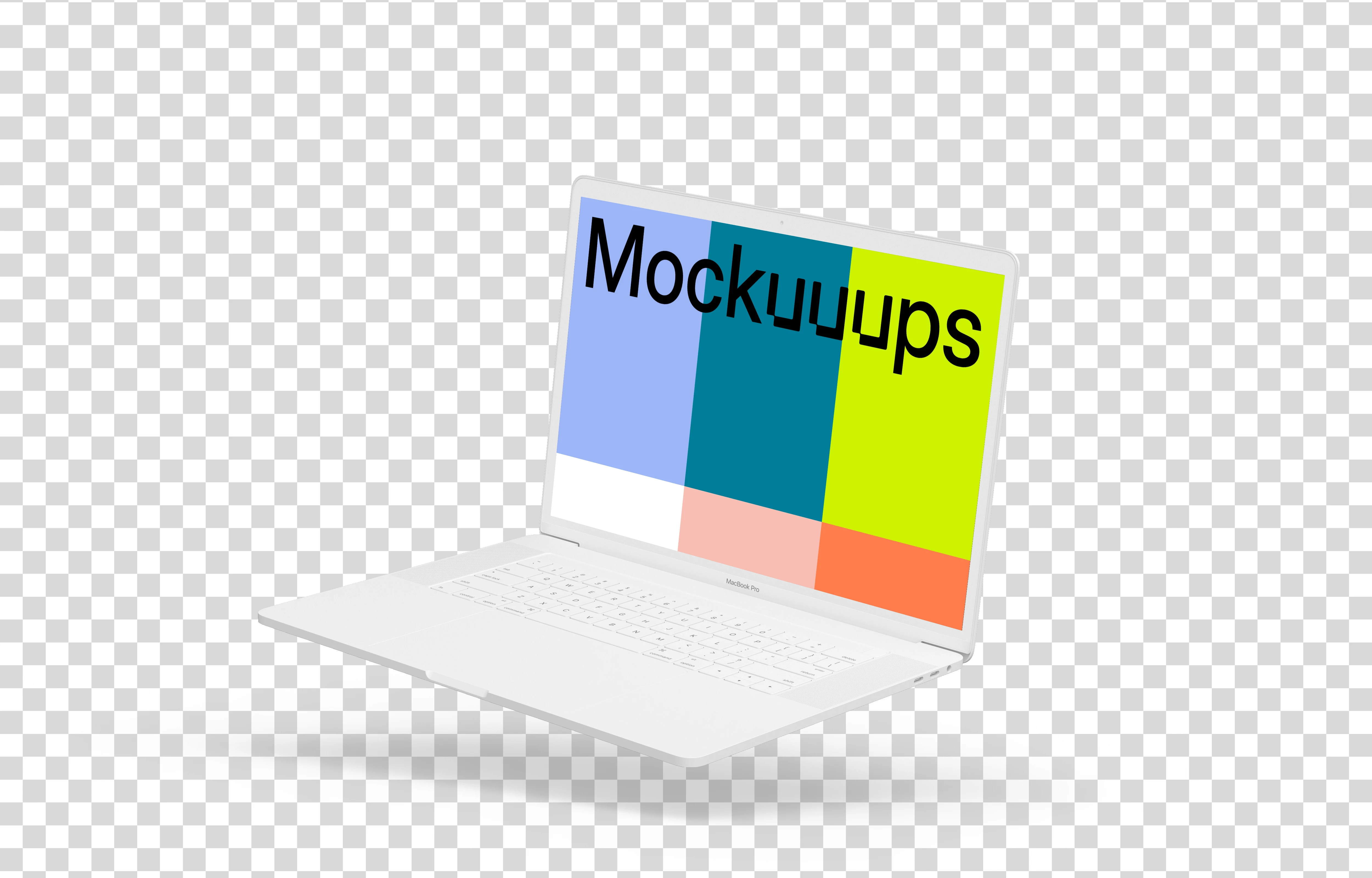 Macbook Pro mockup (Clay White) floating to the right