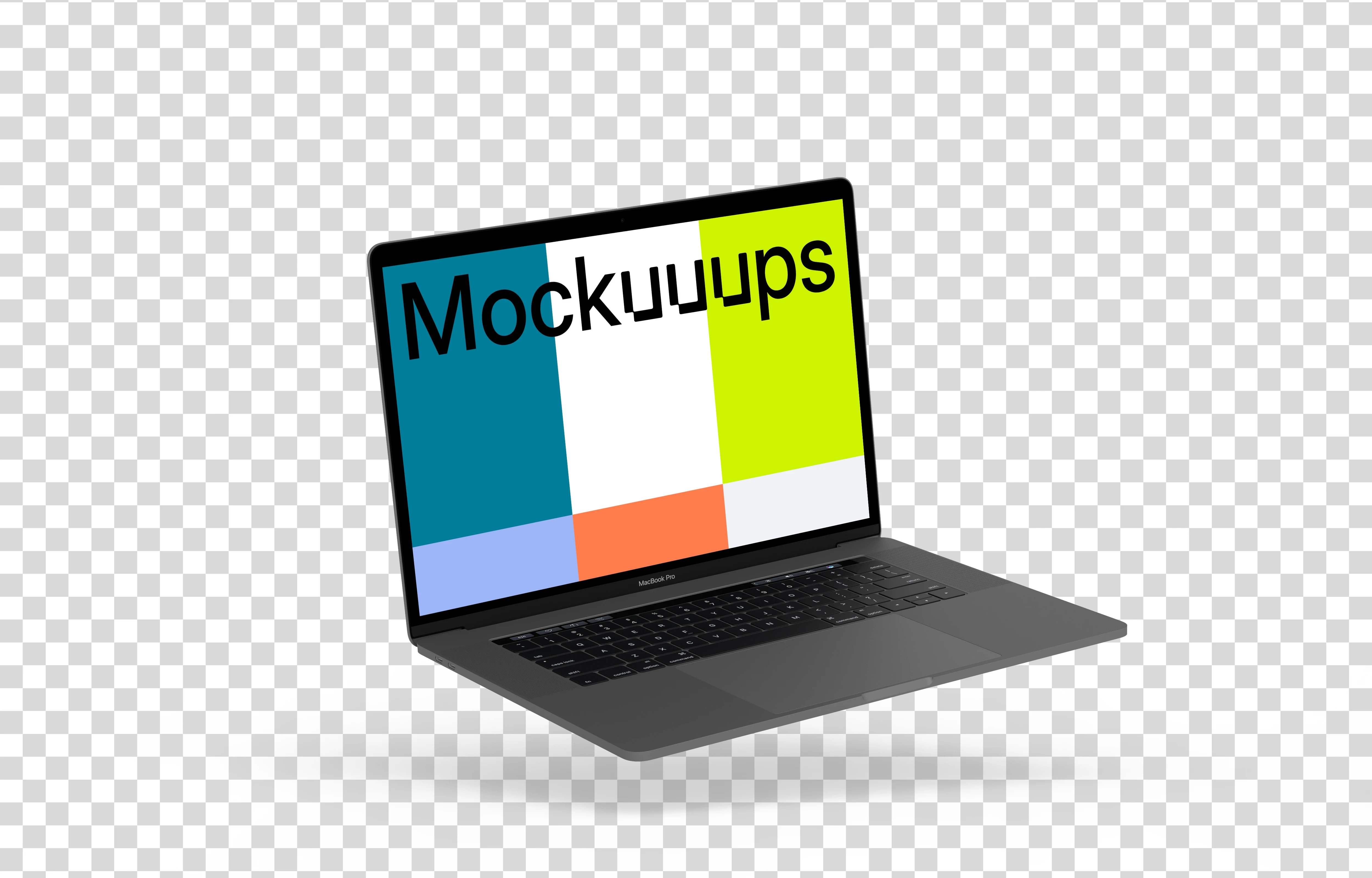 Macbook Pro mockup floating to the left