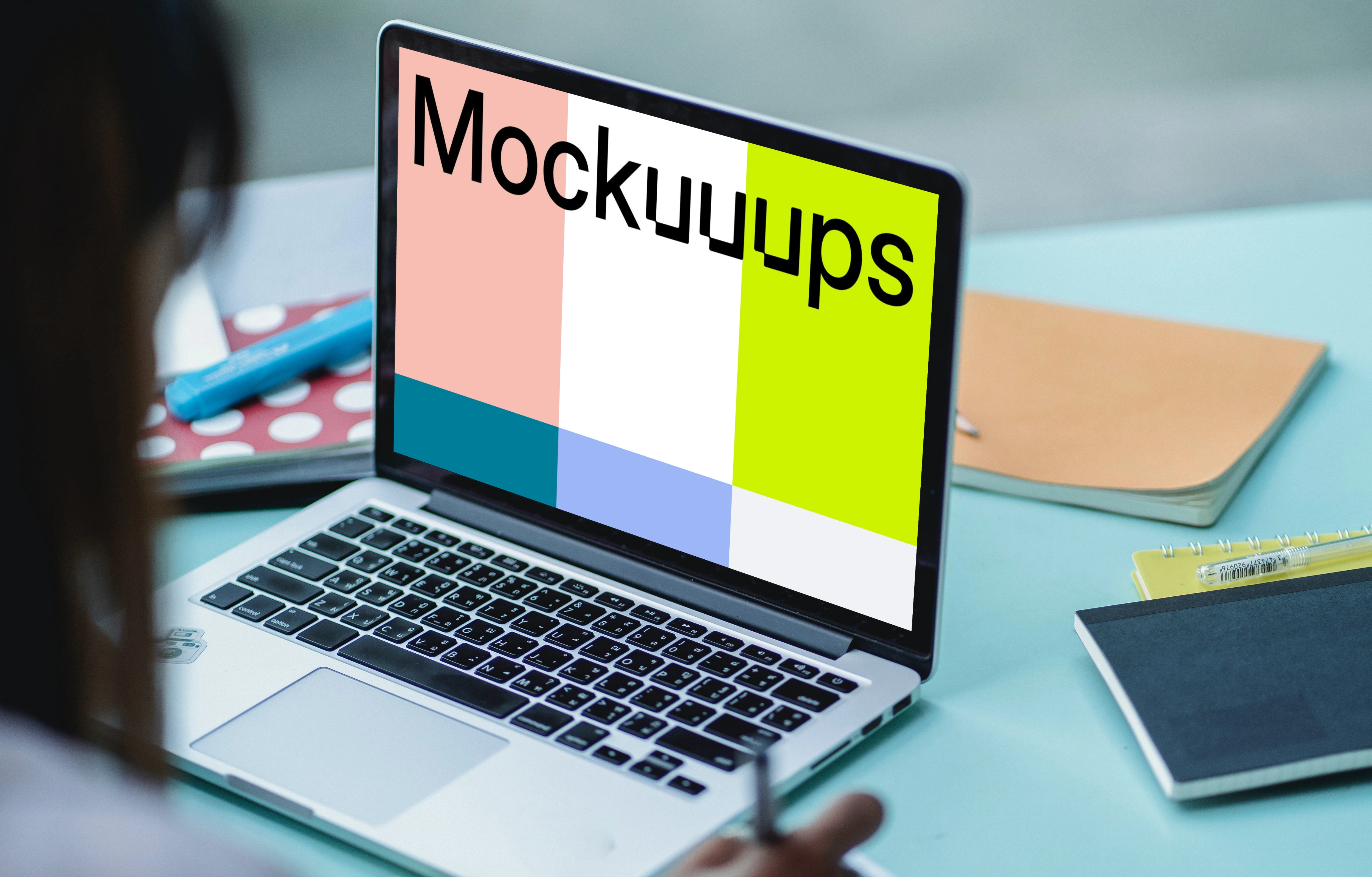 MacBook Pro mockup on an office desk