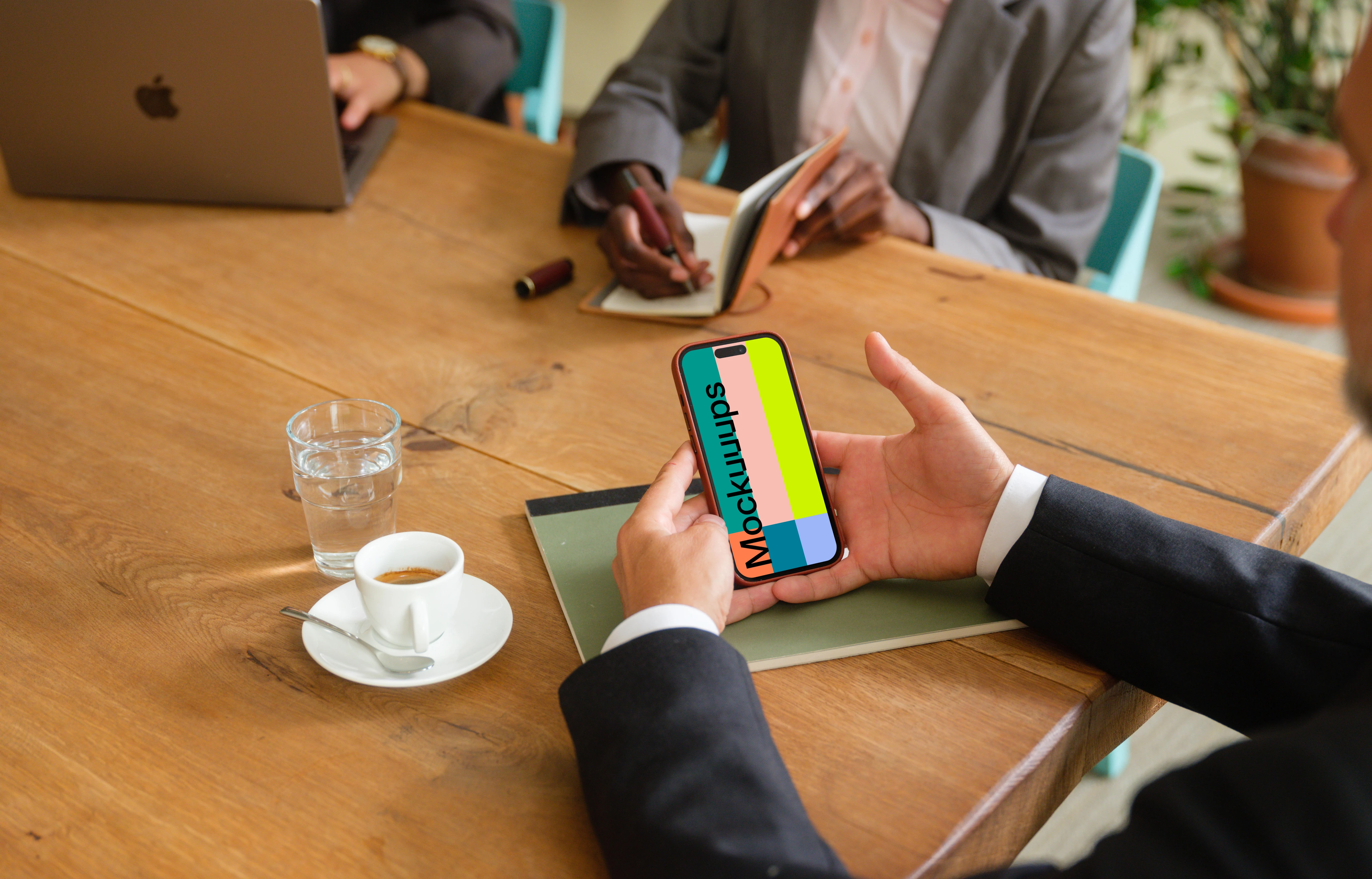 Office setting with the iPhone mockup