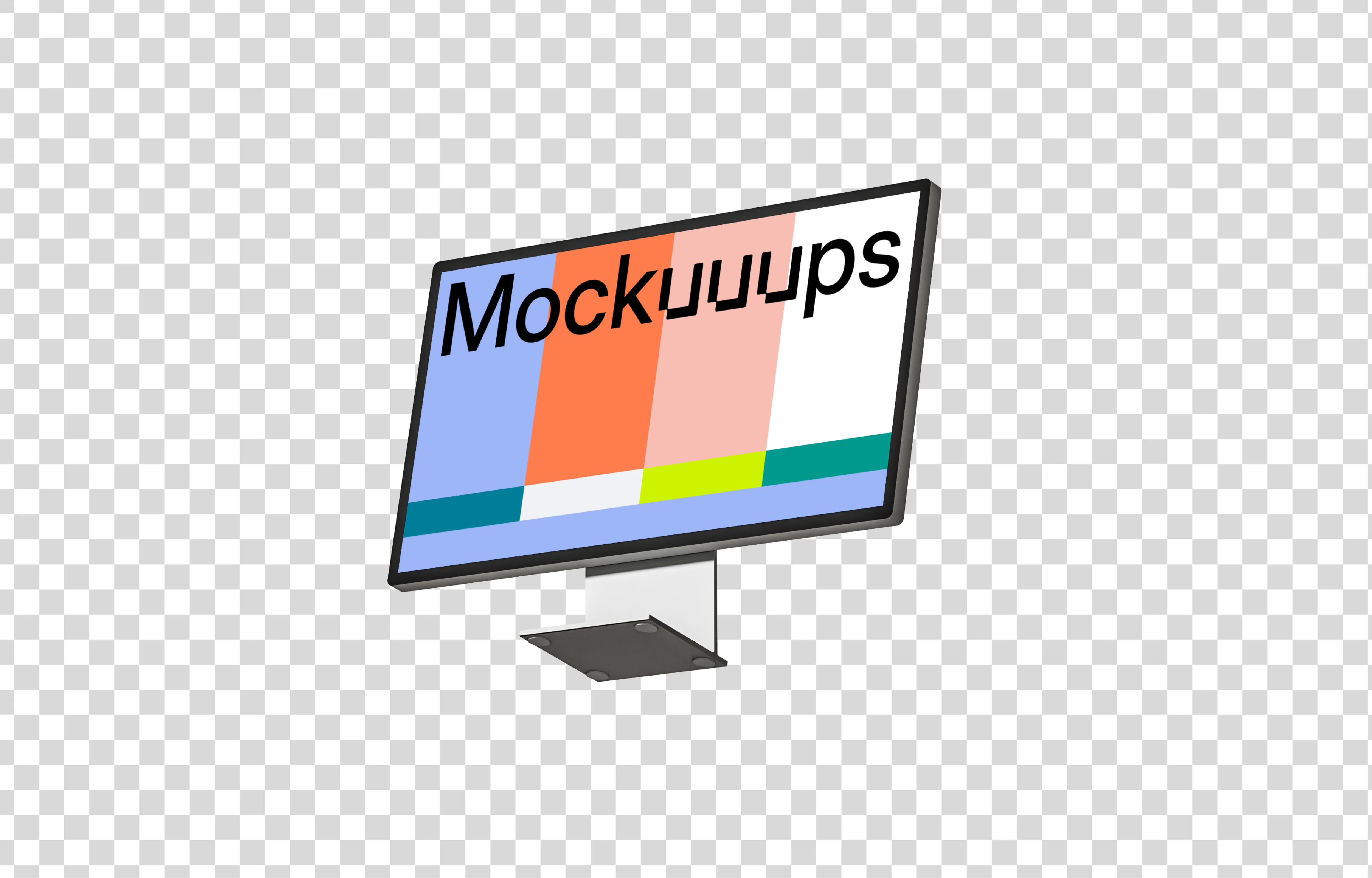 Transparent Apple Studio Display isometric mockup