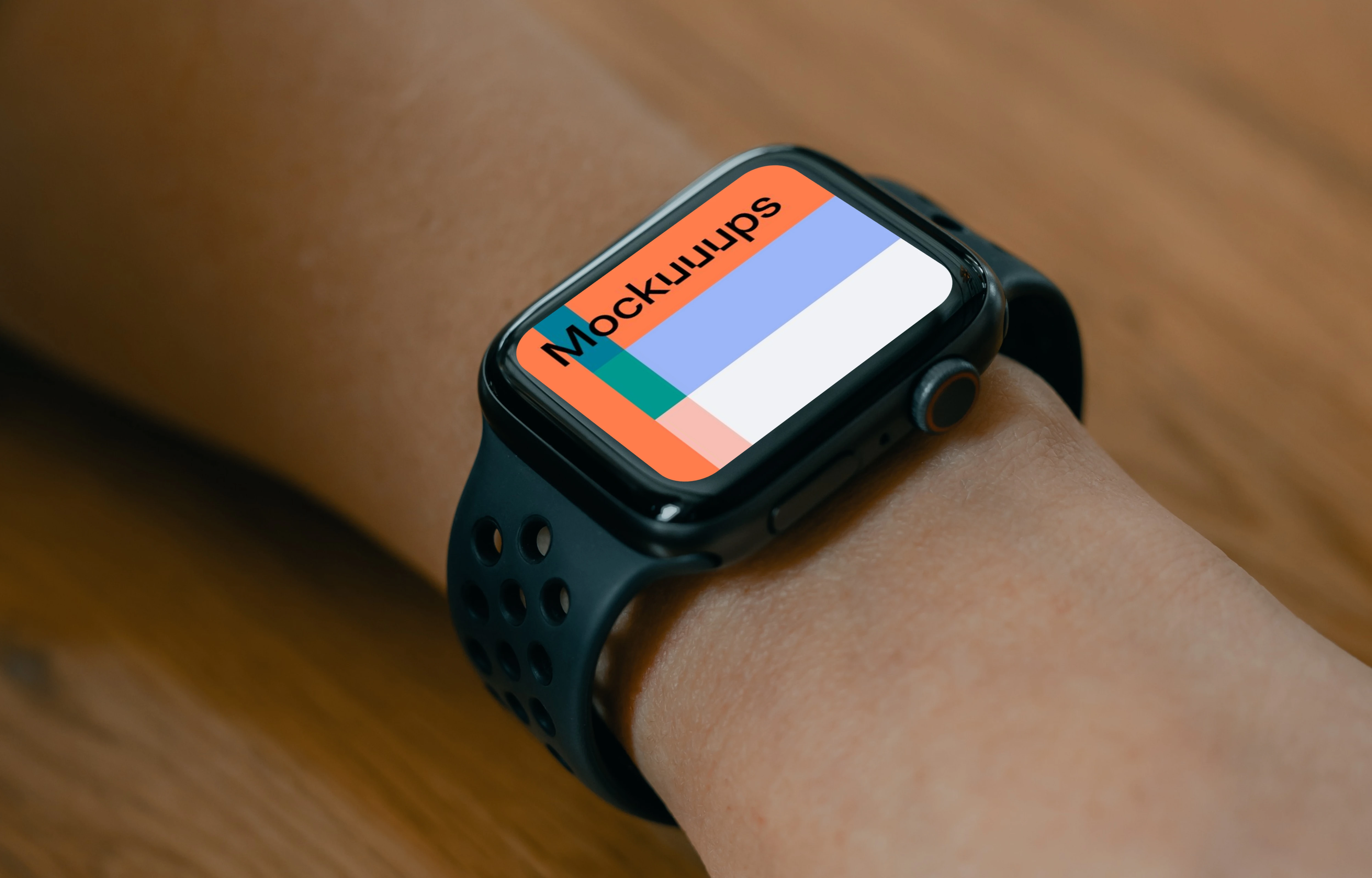 Black Apple watch mockup worn firmly