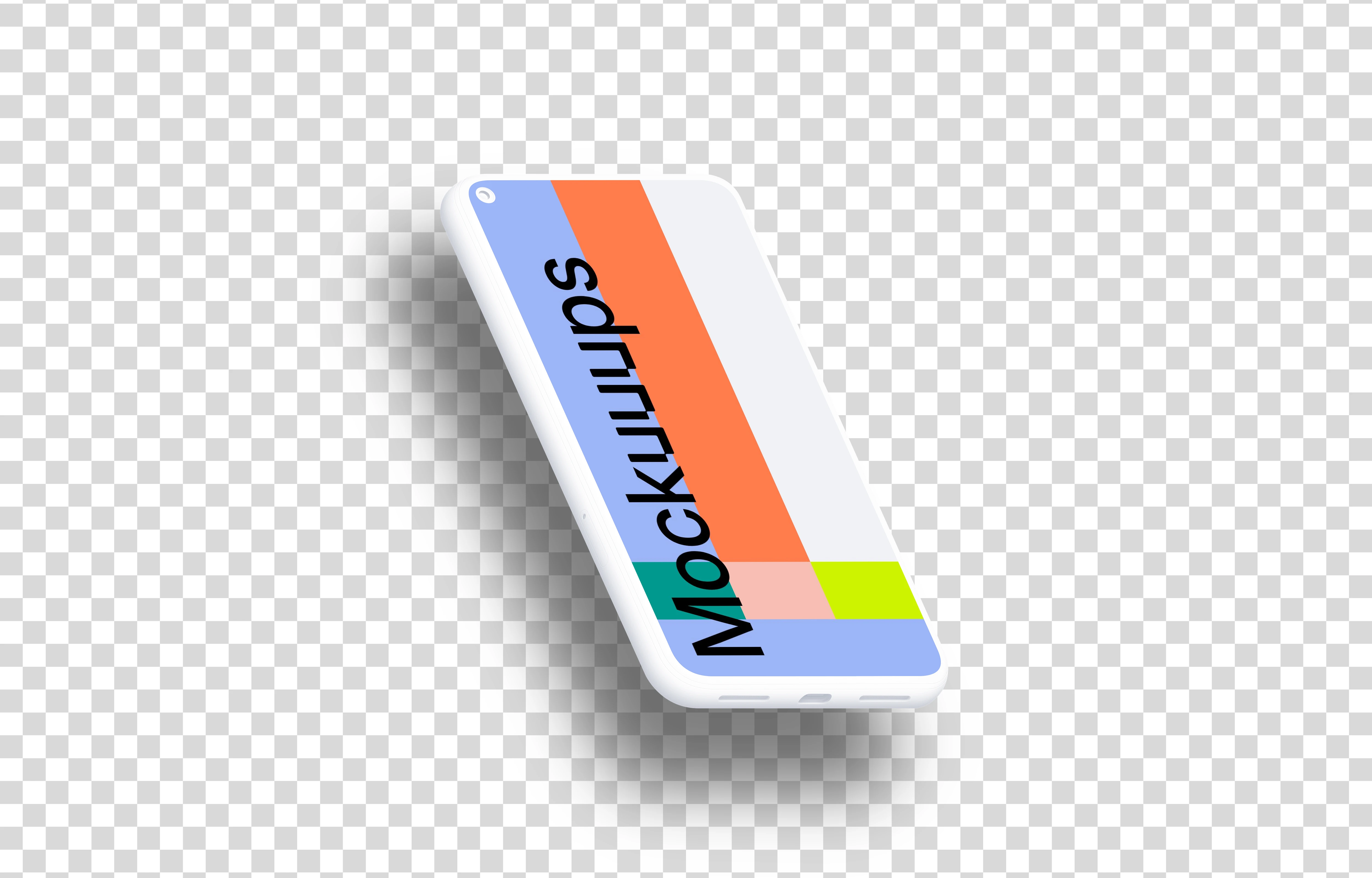 Google Pixel 5 Clay Mockup (Isometric Left - Floating Shadow)