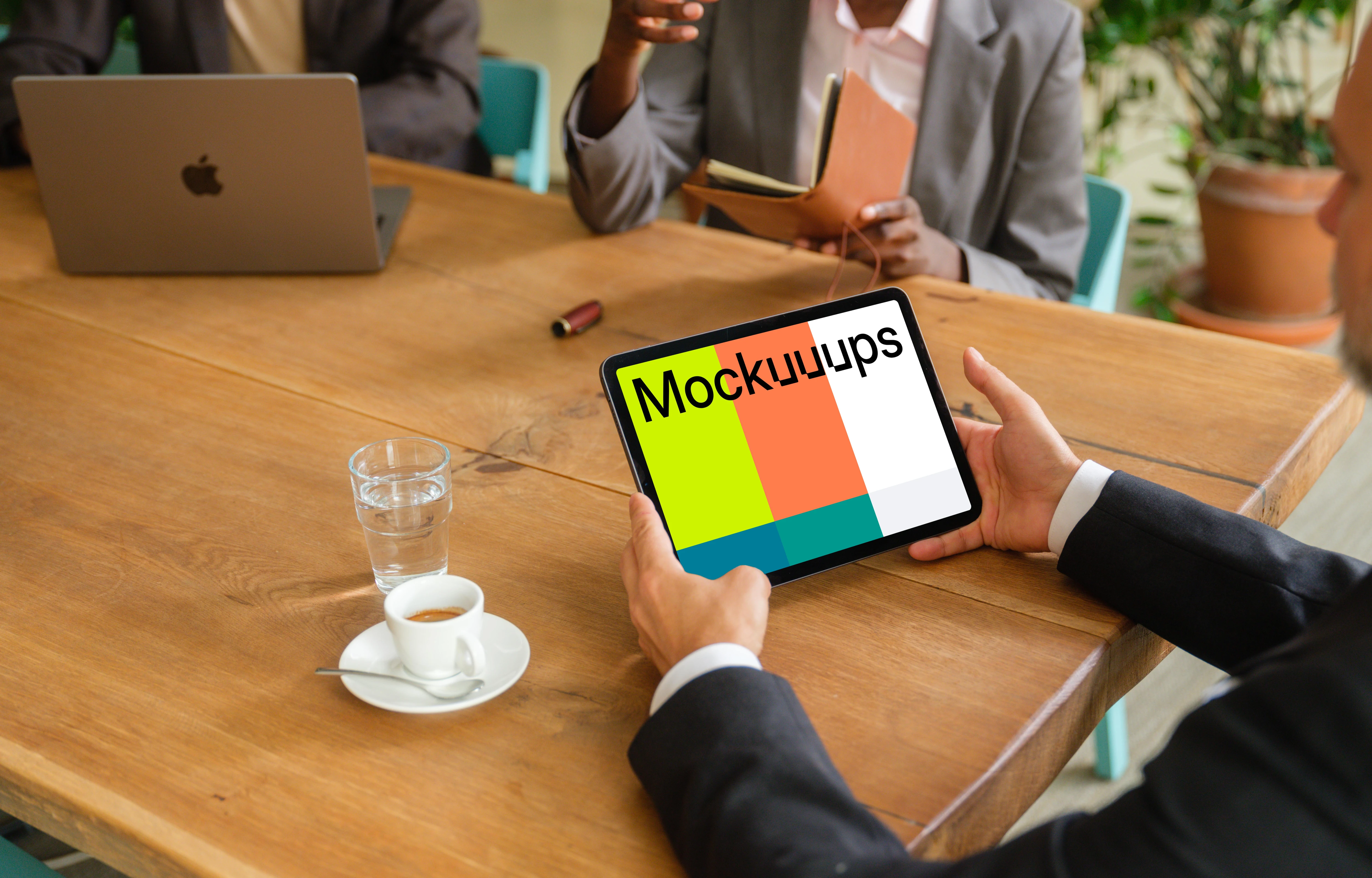 Businessman working on a tablet mockup