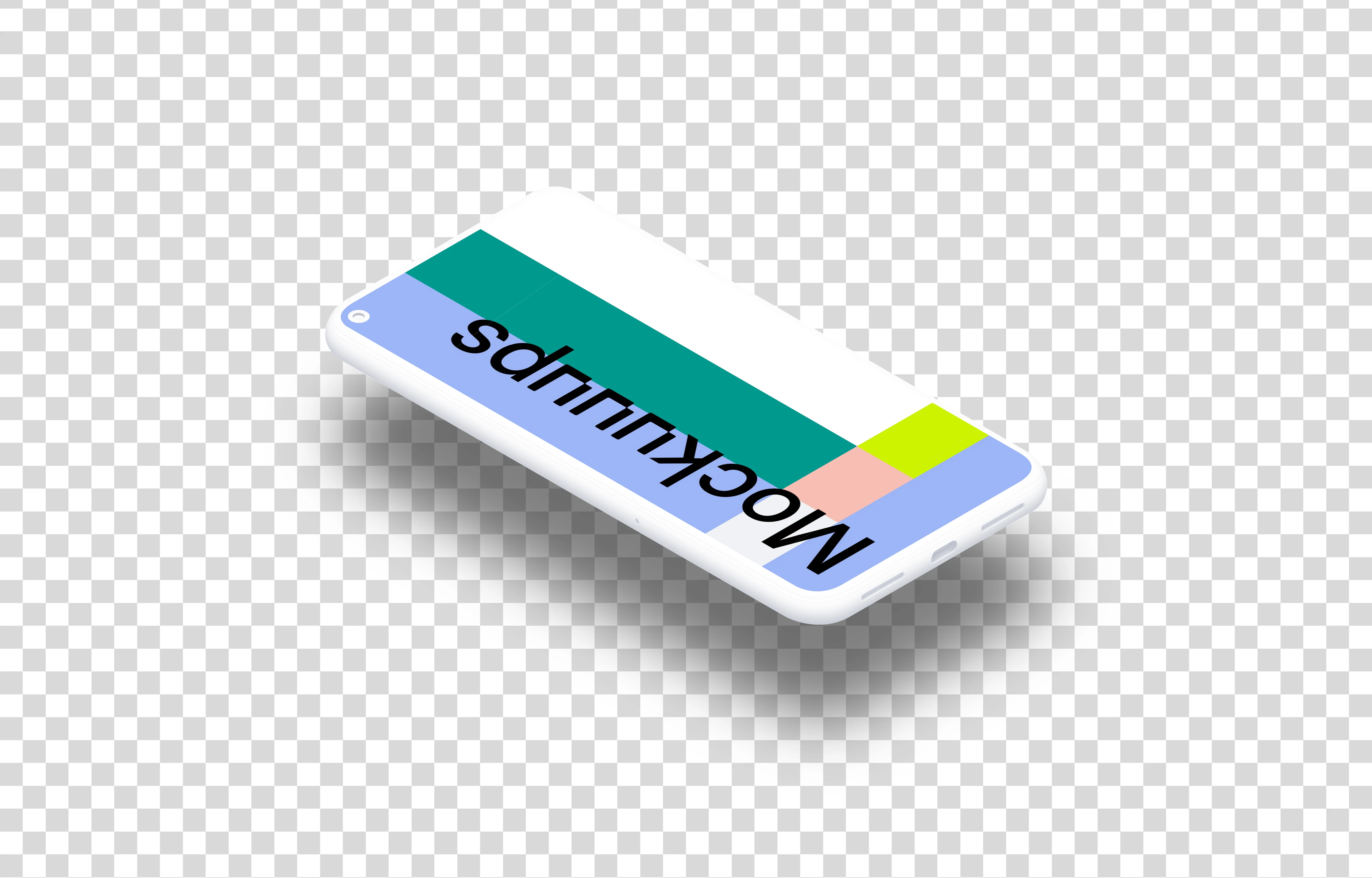 Google Pixel 5 Clay Mockup (Isometric Floor Left - Floating Shadow)